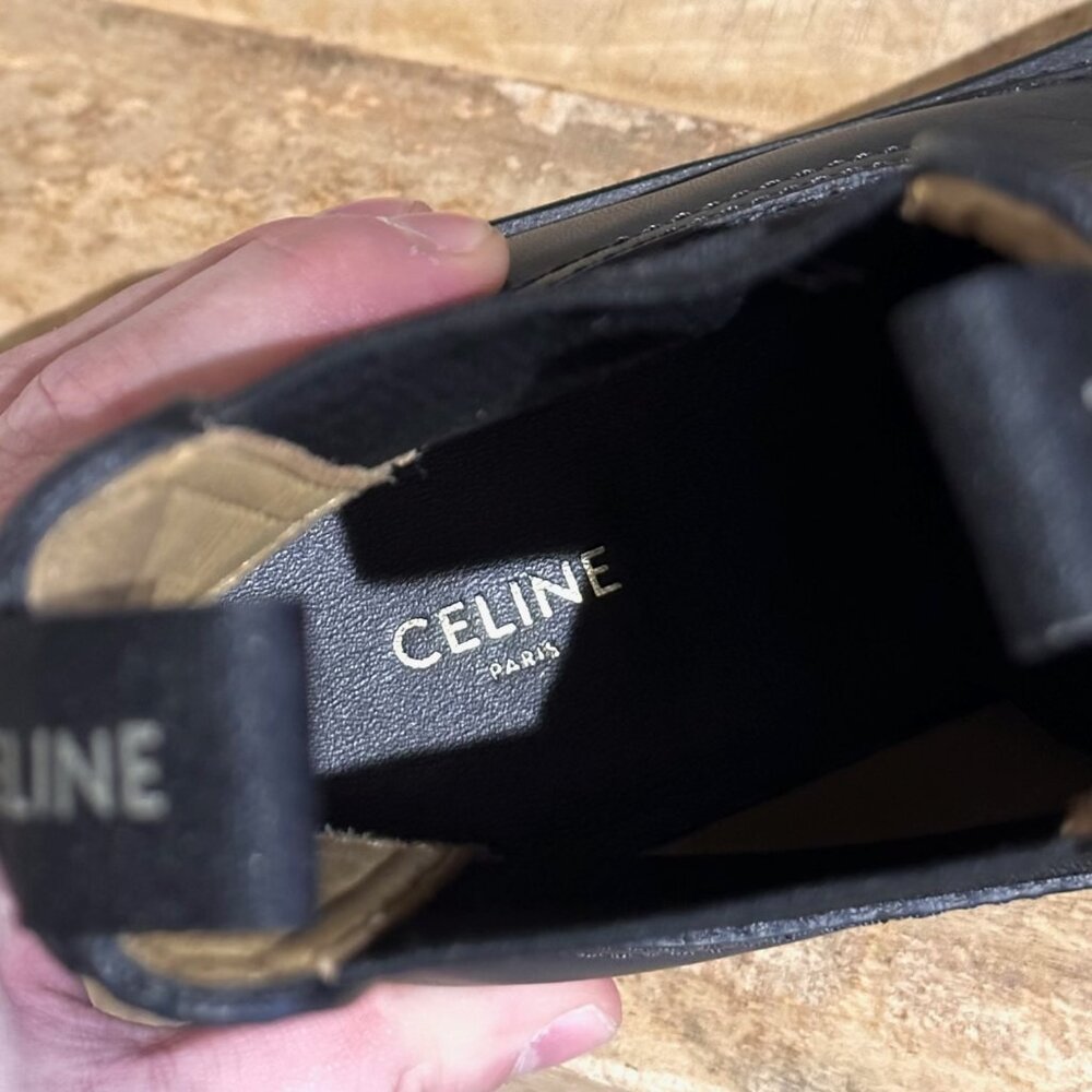 Celine Black Leather Margaret Lug Chelsea Boots - Picture 12 of 13